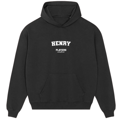 Henry hoodie – navy men's hoodie with white Henry letters and Players Couture logo on the chest