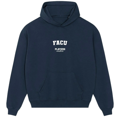 Facu (Cafu) hoodie – navy men's hoodie with white Facu (Cafu) letters and Players Couture logo on the chest