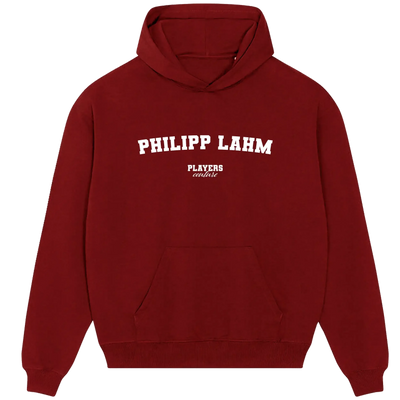 Philipp Lahm hoodie – navy men's hoodie with white Philipp Lahm letters and Players Couture logo on the chest