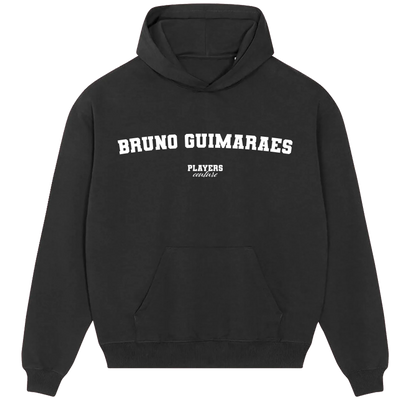 Bruno Guimaraes hoodie – navy men's hoodie with white Bruno Guimaraes letters and Players Couture logo on the chest