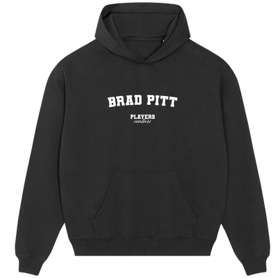 Brad Pitt hoodie – navy men's hoodie with white Brad Pitt letters and Players Couture logo on the chest