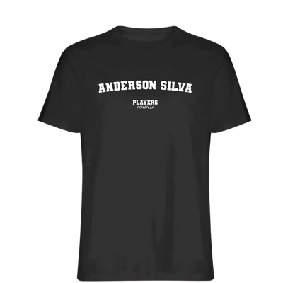 Anderson Silva t-shirt – black men's t-shirt with white Anderson Silva letters and Players Couture logo on the chest