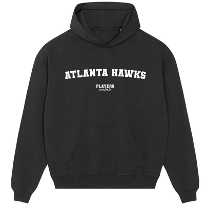 Atlanta Hawks hoodie – black men's hoodie with white Atlanta Hawks letters and Players Couture logo on the chest