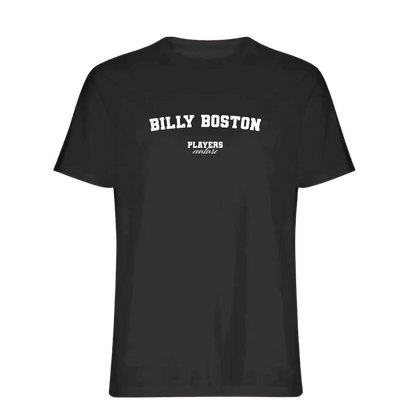 Billy Boston t-shirt – black men's t-shirt with white Billy Boston letters and Players Couture logo on the chest