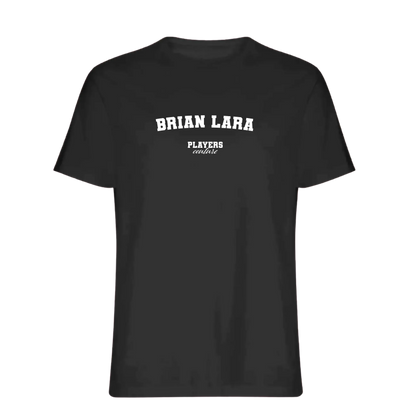 Brian Lara t-shirt – black men's t-shirt with white Brian Lara letters and Players Couture logo on the chest