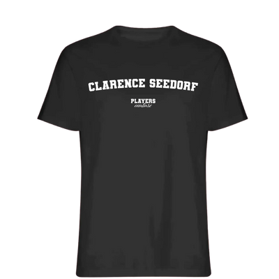 Clarence Seedorf t-shirt – black men's t-shirt with white Clarence Seedorf letters and Players Couture logo on the chest