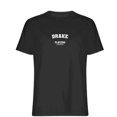 Drake t-shirt – black men's t-shirt with white Drake letters and Players Couture logo on the chest
