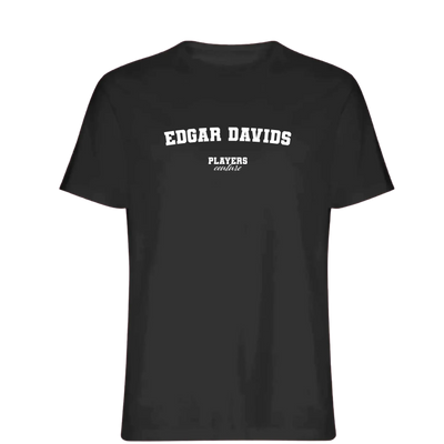 Edgar Davids t-shirt – black men's t-shirt with white Edgar Davids letters and Players Couture logo on the chest