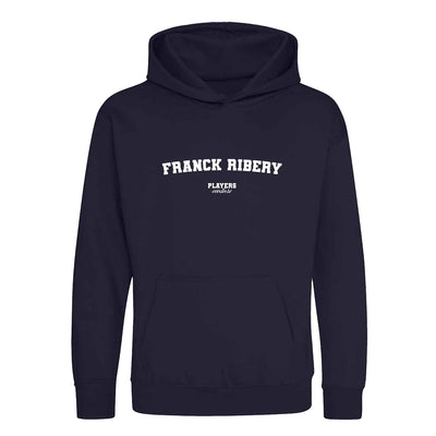 Franck Ribery hoodie – navy kids' hoodie with white Franck Ribery letters and Players Couture logo on the chest
