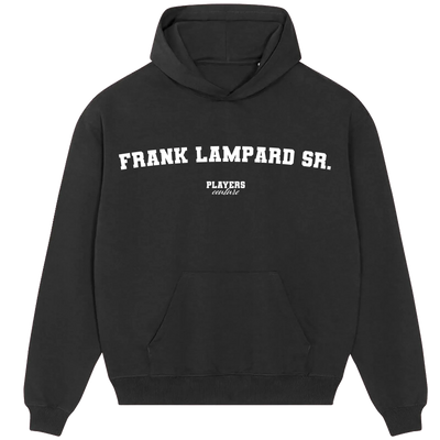 Frank Lampard Sr. hoodie – black men's hoodie with white Frank Lampard Sr. letters and Players Couture logo on the chest