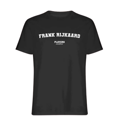 Frank Rijkaard t-shirt – black men's t-shirt with white Frank Rijkaard letters and Players Couture logo on the chest