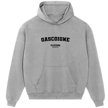 Gray Players Couture men's hoodie with 'GASCOIGNE' text, premium sports fashion apparel