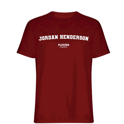 Jordan Henderson t-shirt – red men's t-shirt with white Jordan Henderson letters and Players Couture logo on the chest