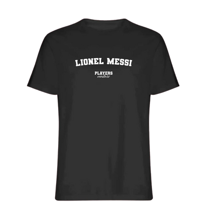 Lionel Messi t-shirt – black men's t-shirt with white Lionel Messi letters and Players Couture logo on the chest