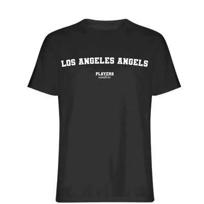 Los Angeles Angels t-shirt – black men's t-shirt with white Los Angeles Angels letters and Players Couture logo on the chest