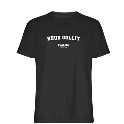 Ruud Gullit t-shirt – black men's t-shirt with white Ruud Gullit letters and Players Couture logo on the chest