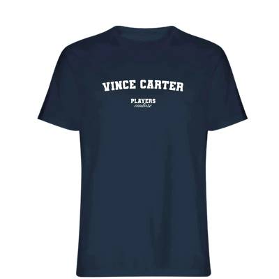 Vince Carter t-shirt – navy men's t-shirt with white Vince Carter letters and Players Couture logo on the chest