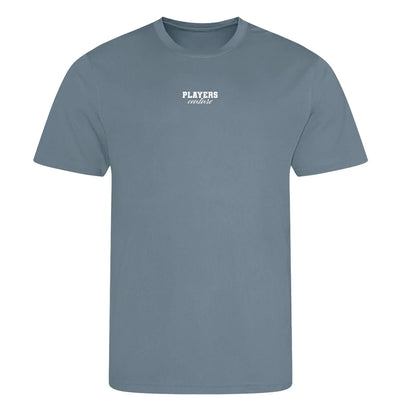 Essentials Collection t-shirt – blue men's t-shirt with white Essentials Collection letters and Players Couture logo on the