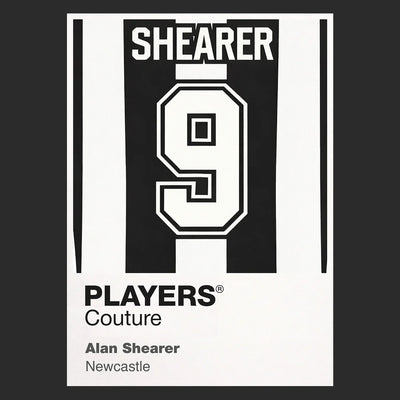 Alan Shearer 9 Football Shirt Frame Men's Hoodie – black close-up detail shot of the Alan Shearer Players Couture logo design