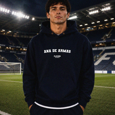 ana-de-armas name-print hoodie - navy