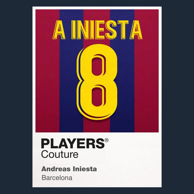 Andreas Iniesta 8 Football Shirt Frame Men's Hoodie – navy close-up detail shot of the Andreas Iniesta Players Couture logo