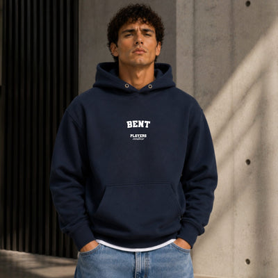 bent name-print hoodie - navy