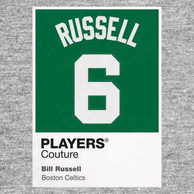Bill Russell 6 Jersey Frame Men's T-Shirt – grey close-up detail shot of the Bill Russell 6 Players Couture logo design
