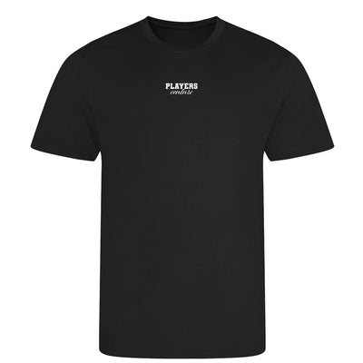 Essentials Collection t-shirt – black men's t-shirt with white Essentials Collection letters and Players Couture logo on the