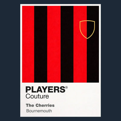 Bournemouth Classic Football Shirt Colours Frame Men's T-Shirt – navy close-up detail shot of the Bournemouth Players