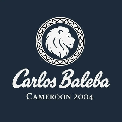 Carlos Baleba Logo Men's Hoodie – navy close-up detail shot of the Carlos Baleba Players Couture logo design