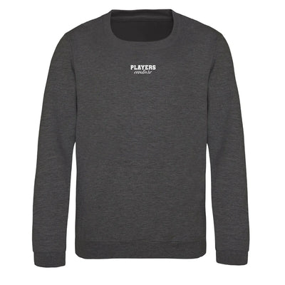 Essentials Collection hoodie – charcoal kids' hoodie with white Essentials Collection letters and Players Couture logo on