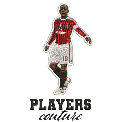 Clarence Seedorf Badge Men's Hoodie – white close-up detail shot of the Clarence Seedorf Players Couture logo design