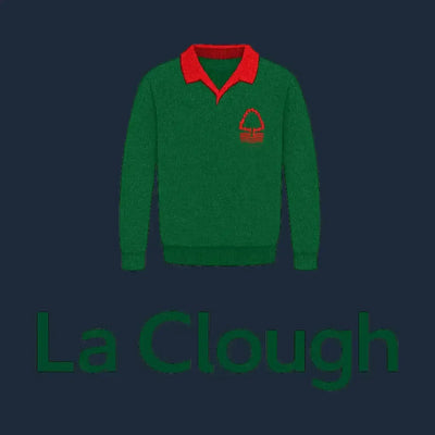 Brian Clough Logo Kids Hoodie – navy close-up detail shot of the Brian Clough Players Couture logo design