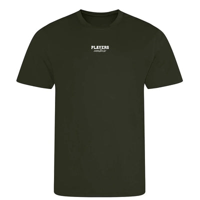 Essentials Collection t-shirt – green men's t-shirt with white Essentials Collection letters and Players Couture logo on the