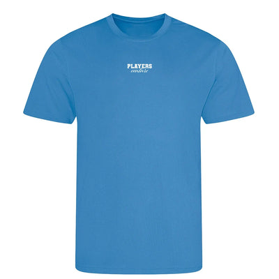 Essentials Collection t-shirt – blue men's t-shirt with white Essentials Collection letters and Players Couture logo on the
