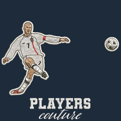 David Beckham England Badge Men's Hoodie – close-up detail shot of the David Beckham Players Couture logo design