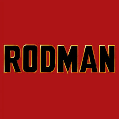 Dennis Rodman Logo Men's Hoodie – red close-up detail shot of the Dennis Rodman Players Couture logo design