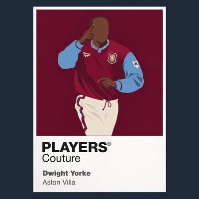 Dwight Yorke Aston Villa Icon Frame Men's Hoodie — Navy Artwork
