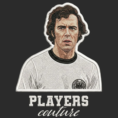 Franz Beckenbauer Badge Men's Hoodie – close-up detail shot of the Franz Beckenbauer Players Couture logo design