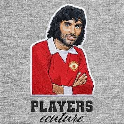 George Best Badge Men's Hoodie – close-up detail shot of the George Best Players Couture logo design