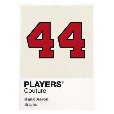Hank Aaron 44 Jersey Frame Men's T-Shirt – white close-up detail shot of the Hank Aaron Players Couture logo design