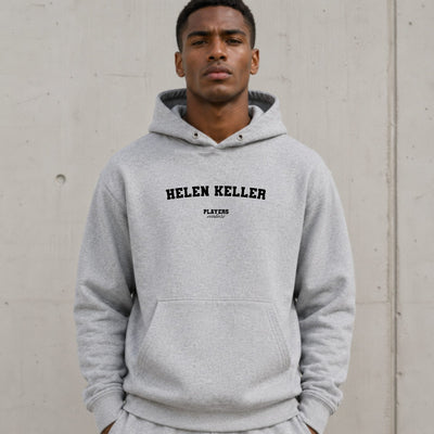helen-keller name-print hoodie - grey