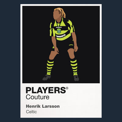 Henrik Larsson Celtic away Icon Frame artwork in navy