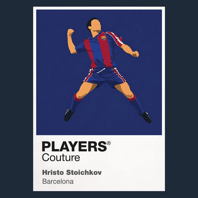 Hristo Stoichkov Barcelona Icon Frame Men's Hoodie — Navy Artwork