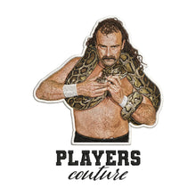 Jake The Snake Roberts Badge Men's Hoodie – black close-up detail shot of the Jake The Snake Roberts Players Couture logo