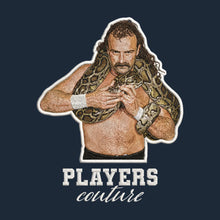 Jake The Snake Roberts Badge Men's Hoodie – white close-up detail shot of the Jake The Snake Roberts Players Couture logo