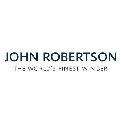 John Robertson Logo Men's T-Shirt – white close-up detail shot of the John Robertson Players Couture logo design