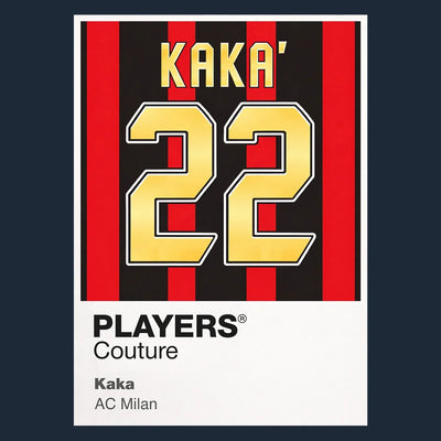 Kaka 22 Football Shirt Frame Men's Hoodie – navy close-up detail shot of the Kaka Players Couture logo design
