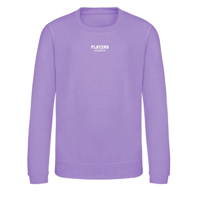 Essentials Collection hoodie – white kids' hoodie with black Essentials Collection letters and Players Couture logo on the