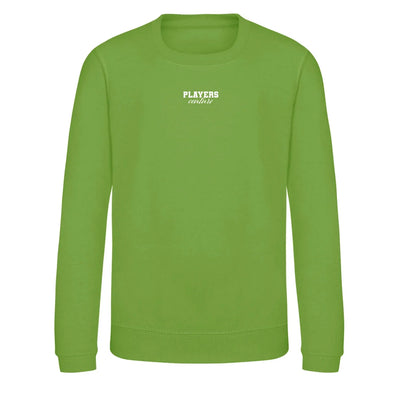 Essentials Collection hoodie – green kids' hoodie with white Essentials Collection letters and Players Couture logo on the